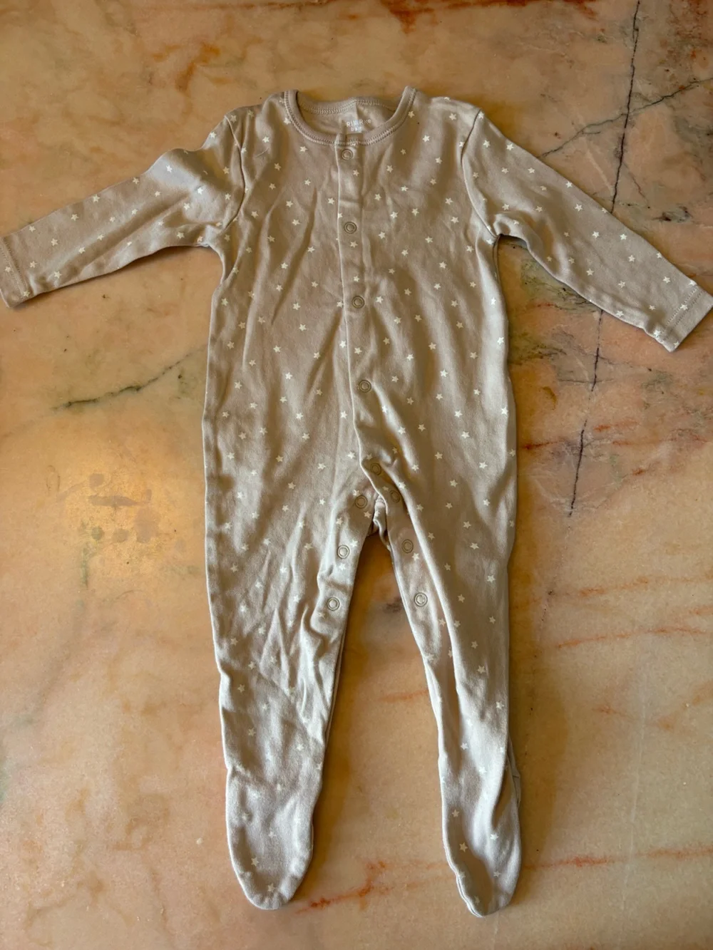 3-Pack Neutral Baby Pajama Footed Onesies - Bear & Star Prints NEVER WORN